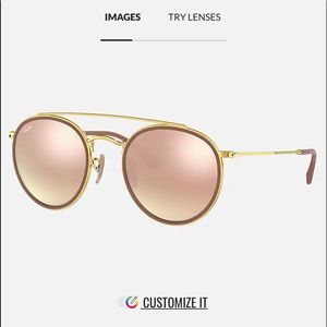 Ray Bans Round Double Bridge Gradient Flash + Gold